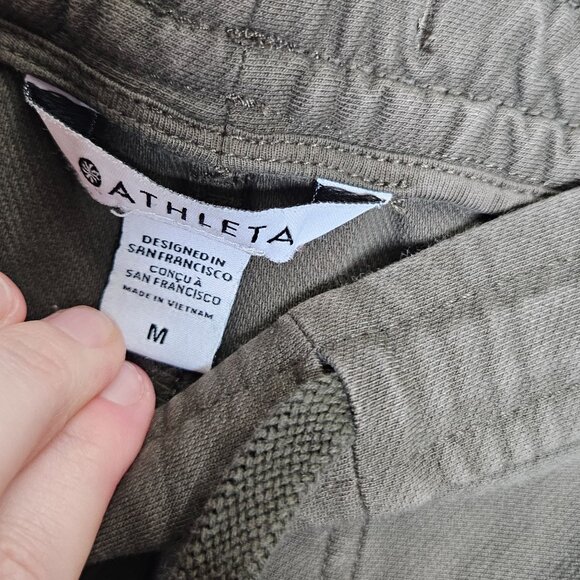 Athleta Womens M Olive Green Farallon Jogger Pants Cotton Pockets Elastic Waist - Picture 3 of 9